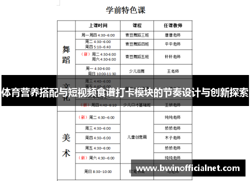 体育营养搭配与短视频食谱打卡模块的节奏设计与创新探索